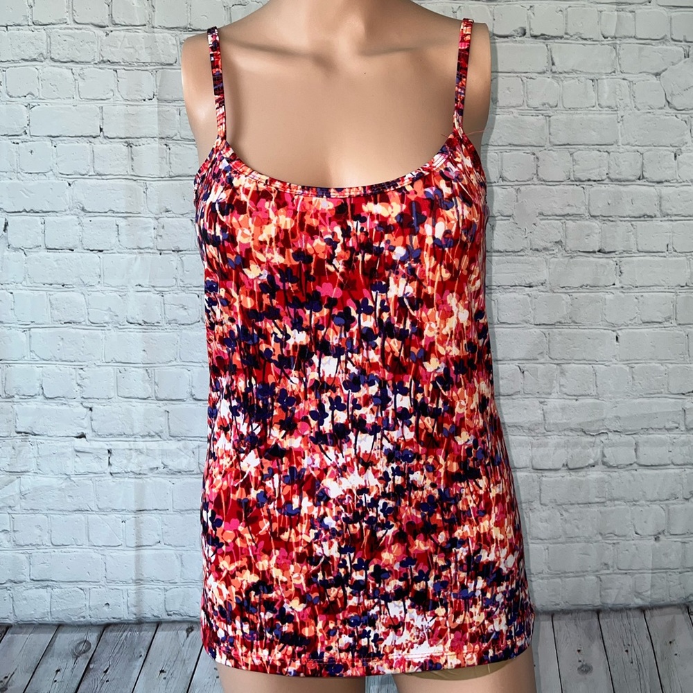 CDP & Co Red, Orange & Black Floral Tank top size S